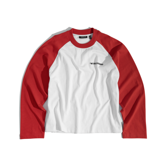 THBB HARMONY RAGLAN LONG SLEEVES - WHITE + RED