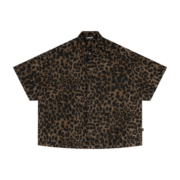 THBB LEOPARD-BOXY SHIRTS - BROWN