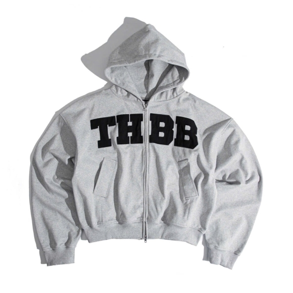 THBB HOODIE ZIPPER BIG LOGO - PREMIUM GREY (NỈ CUA)