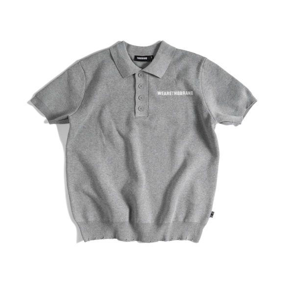 THBB KNIT POLO - PREMIUM GREY 