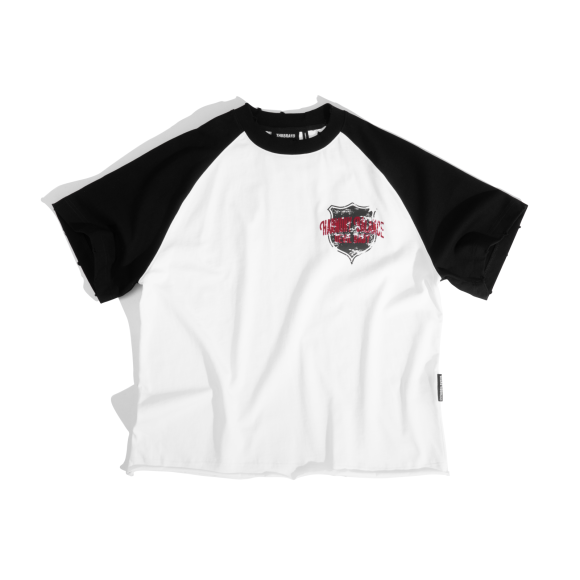 THBB BOXY RAGLAN HARMONY - BADGE - WHITE + BLACK