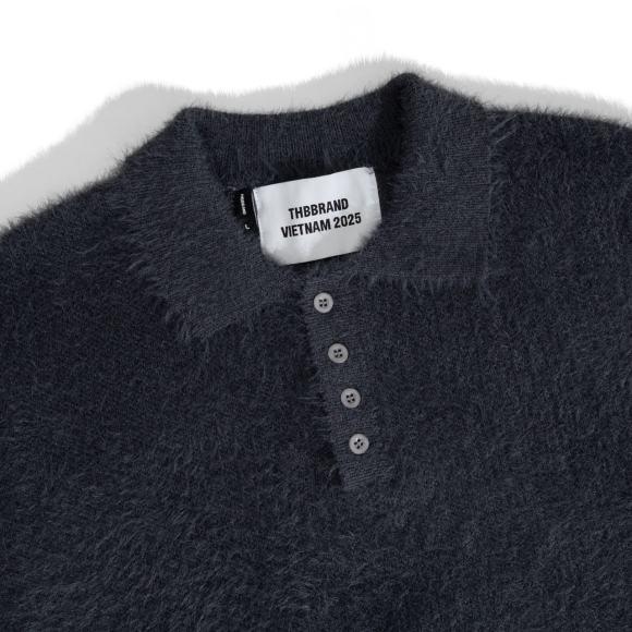 THBB POLO LONG SLEEVES KNIT - AURORA GREY