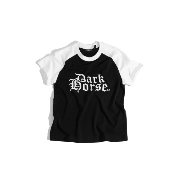THBB RAGLAN DARK HORSE BODYFIT - BLACK + WHITE