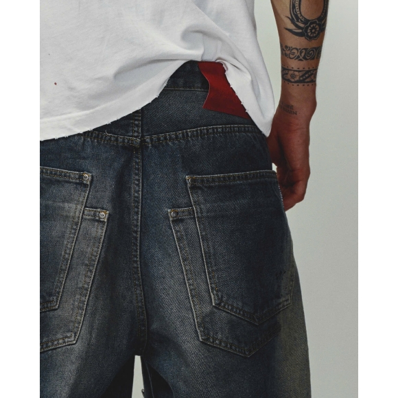 THBB DISTRESSED BAGGY JEANS - DIRTY BLUE WASHED