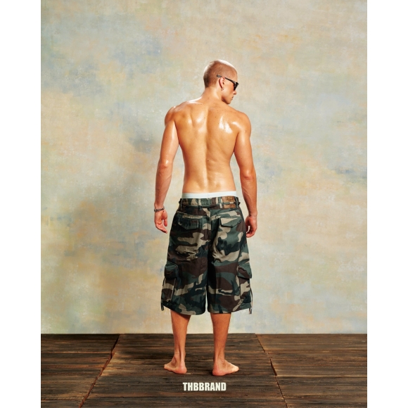 THBB CAMO BAGGY CARGO SHORTS - GREEN CAMO
