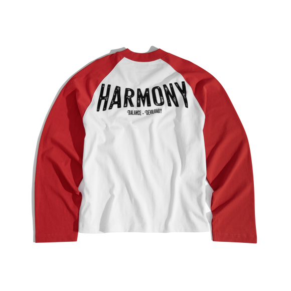 THBB HARMONY RAGLAN LONG SLEEVES - WHITE + RED