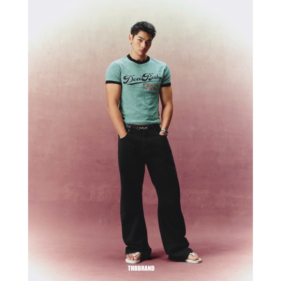 DEVILBABY SHADOW RINGER TEE - DUSTY TEAL