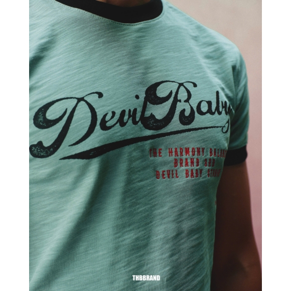 DEVILBABY SHADOW RINGER TEE - DUSTY TEAL