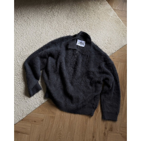 THBB POLO LONG SLEEVES KNIT - AURORA GREY