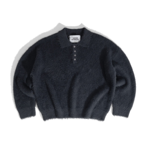 THBB POLO LONG SLEEVES KNIT - AURORA GREY