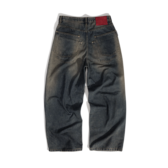 THBB DISTRESSED BAGGY JEANS - DIRTY BLUE WASHED