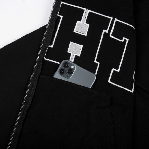 THBB HOODIE ZIPPER BIG LOGO - BLACK