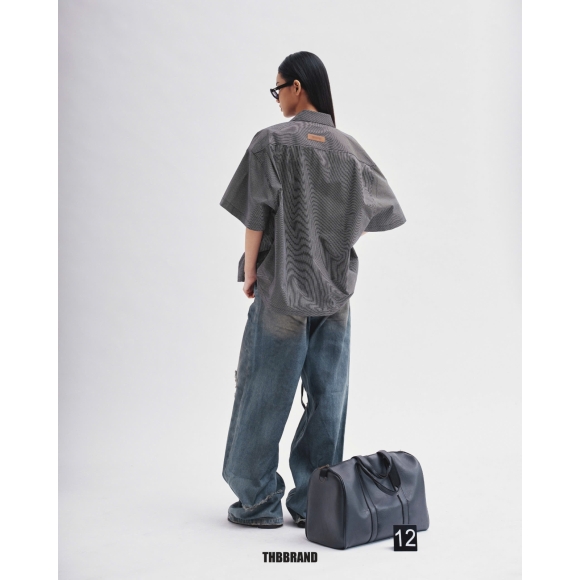 THBB STRIPED BOXY SHIRTS - BLACK STRIPES