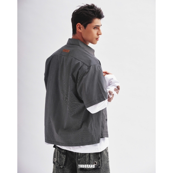 THBB STRIPED BOXY SHIRTS - BLACK STRIPES