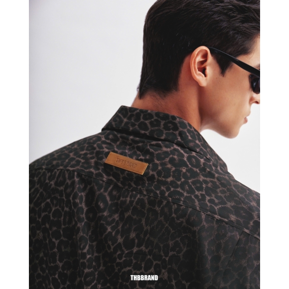 THBB LEOPARD-BOXY SHIRTS - GREY