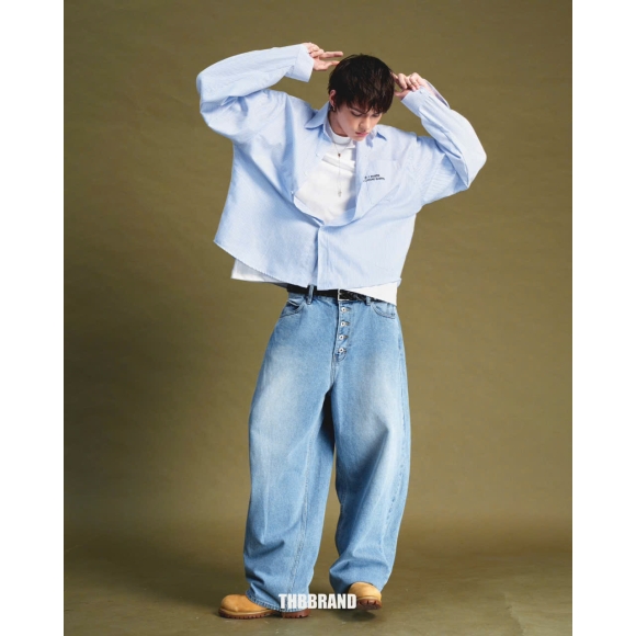 THBB BIG OXFORD SHIRT - STRIPED BLUE