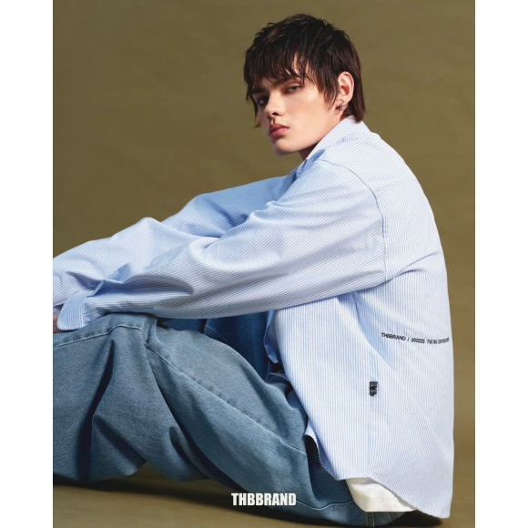 THBB BIG OXFORD SHIRT - STRIPED BLUE