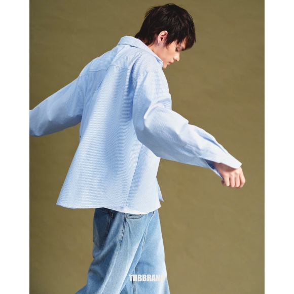 THBB BIG OXFORD SHIRT - STRIPED BLUE