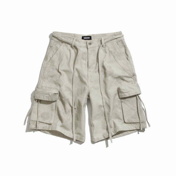 THBB HIBISCUS BAGGY SHORTS - BEIGE