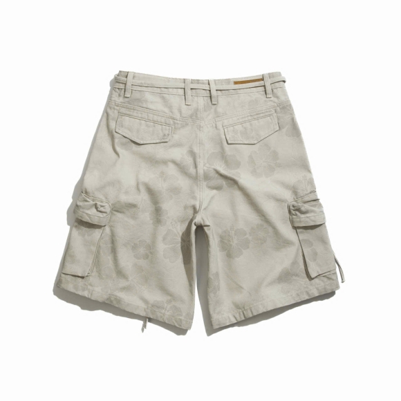 THBB HIBISCUS BAGGY SHORTS - BEIGE