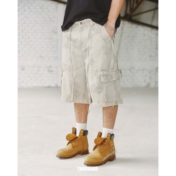 THBB HIBISCUS BAGGY SHORTS - BEIGE