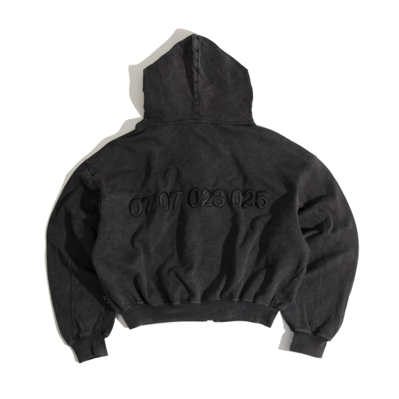 THBB WASHED HOODIE ZIP - BLACK