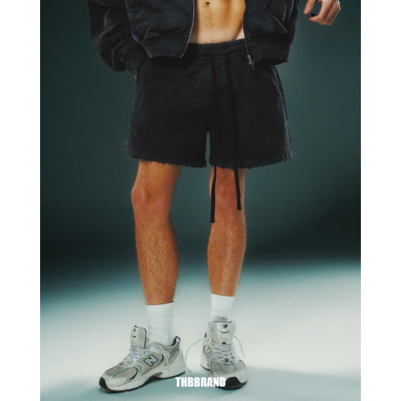 THBB WASHED SWEATSHORTS - BLACK