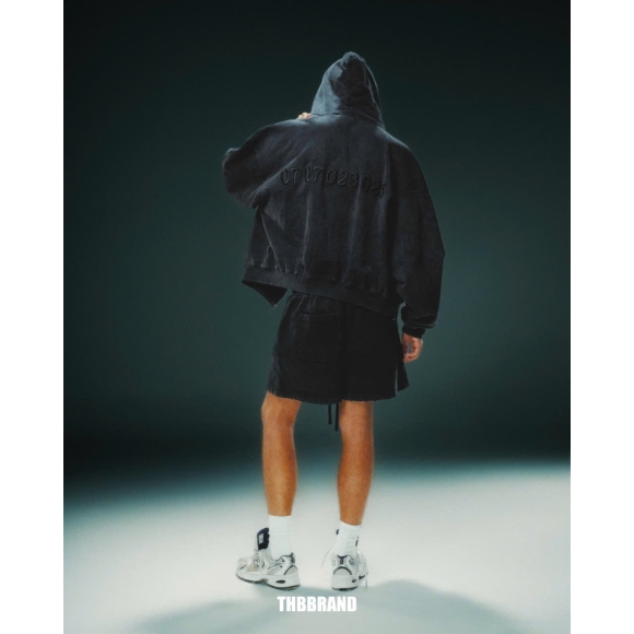 THBB WASHED SWEATSHORTS - BLACK