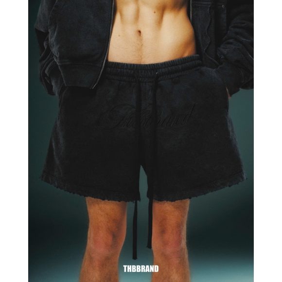 THBB WASHED SWEATSHORTS - BLACK