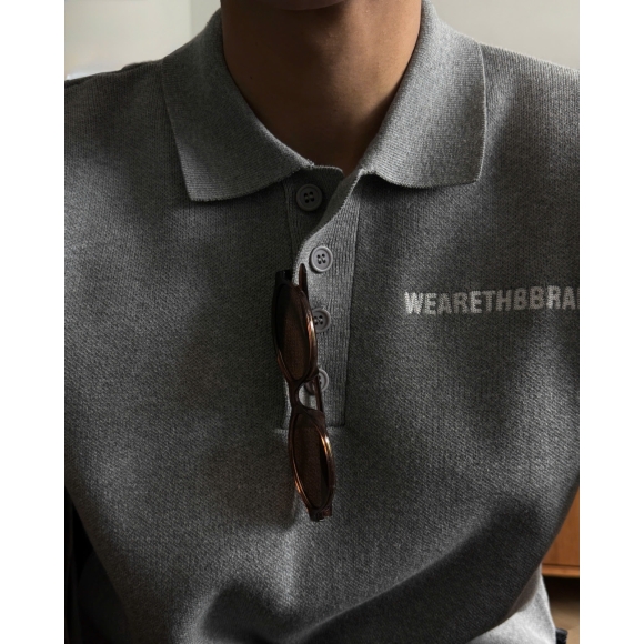 THBB KNIT POLO - PREMIUM GREY 