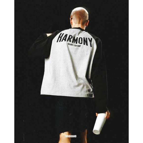 THBB HARMONY RAGLAN LONG SLEEVES - PREMIUM GREY + BLACK