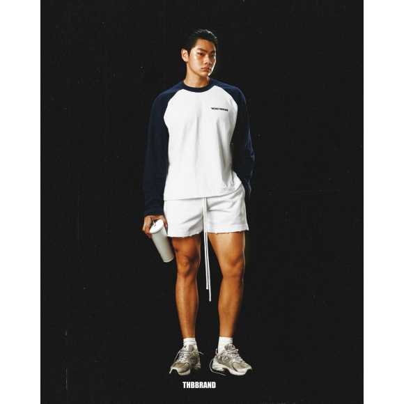 THBB HARMONY RAGLAN LONG SLEEVES - WHITE + NAVY