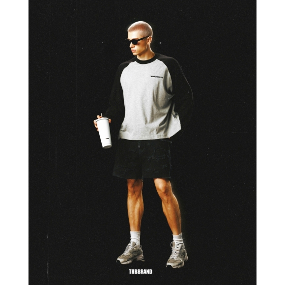 THBB HARMONY RAGLAN LONG SLEEVES - PREMIUM GREY + BLACK