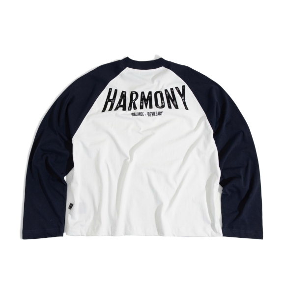 THBB HARMONY RAGLAN LONG SLEEVES - WHITE + NAVY