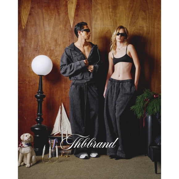 THBB WASHED HOODIE ZIP FW25 - BLACK