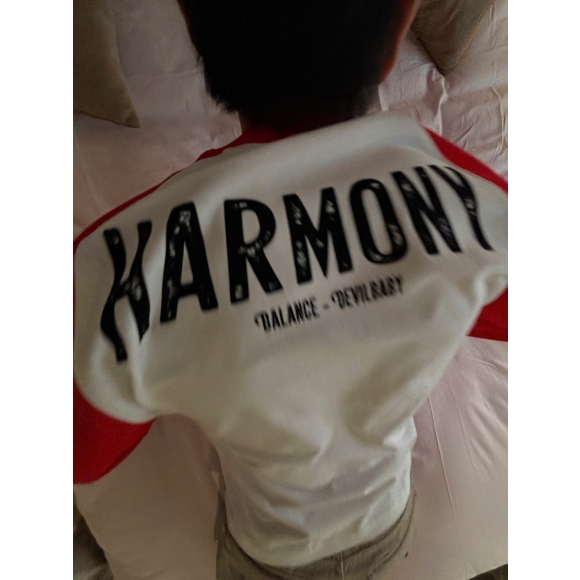THBB HARMONY RAGLAN LONG SLEEVES - WHITE + RED