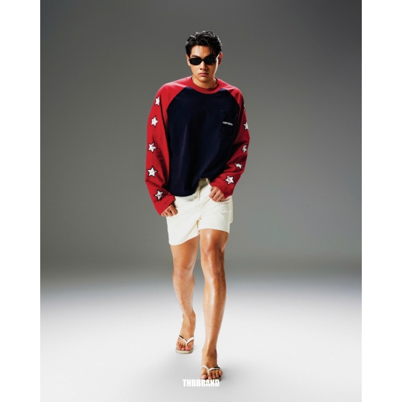 THBB FARM LONG SLEEVES - NAVY BLUE + WINE