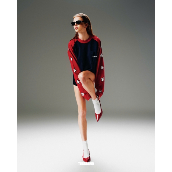 THBB FARM LONG SLEEVES - NAVY BLUE + WINE