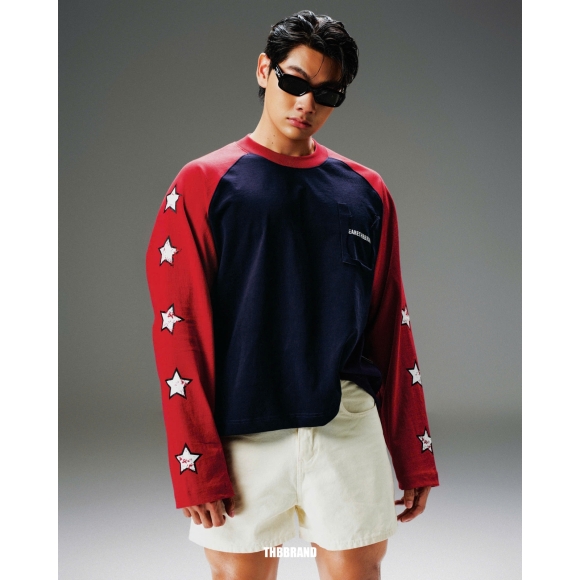 THBB FARM LONG SLEEVES - NAVY BLUE + WINE