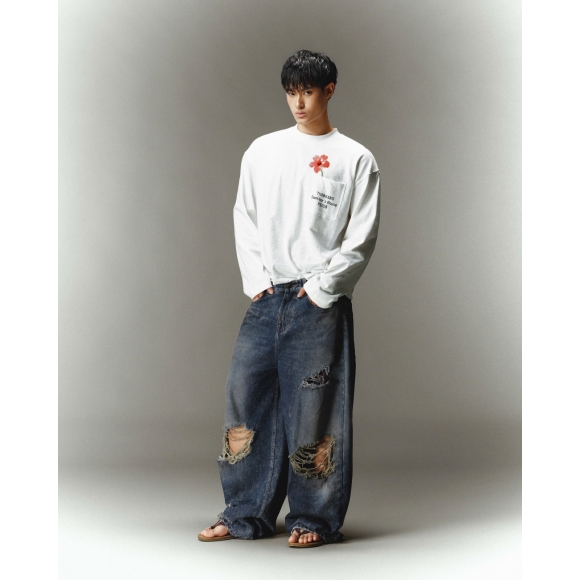 THBB HIBISCUS LONG SLEEVES - WHITE