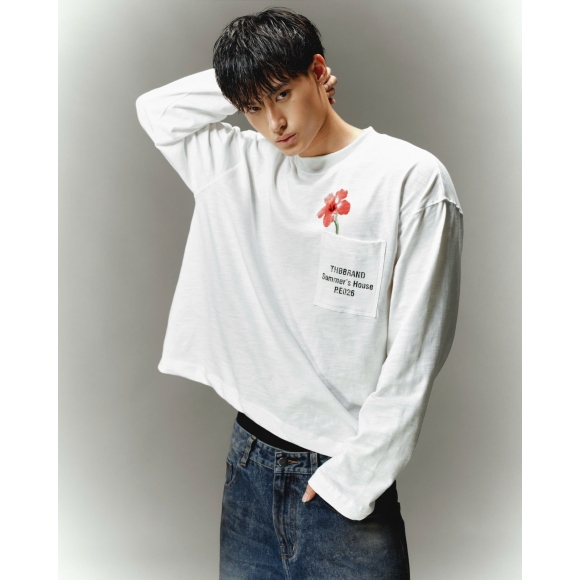 THBB HIBISCUS LONG SLEEVES - WHITE