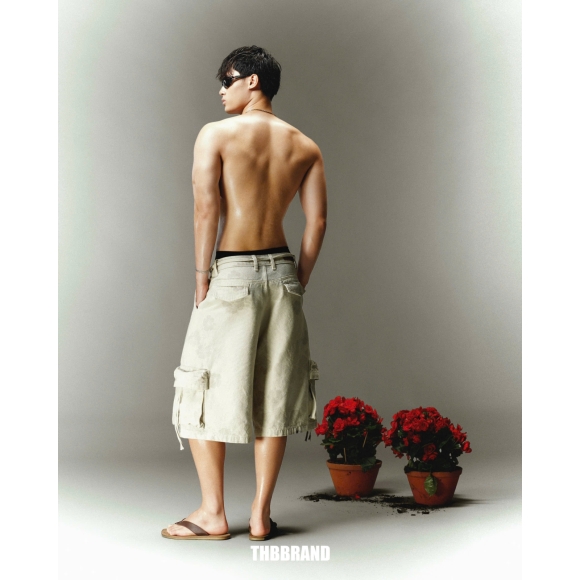 THBB HIBISCUS BAGGY SHORTS - BEIGE