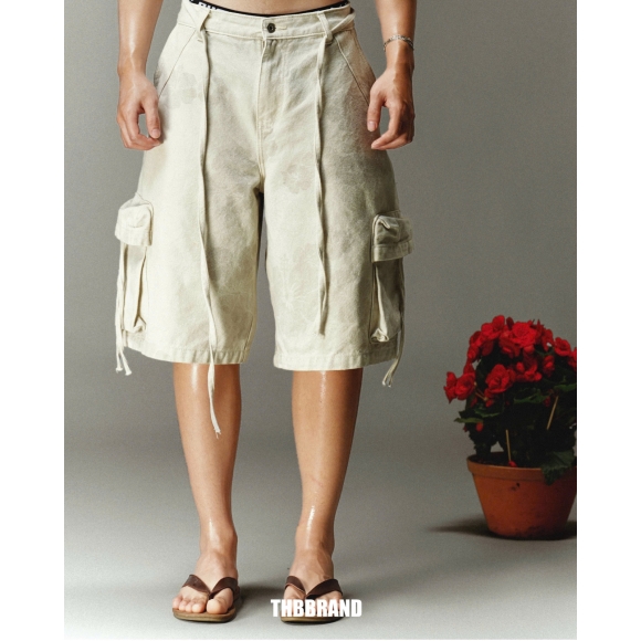 THBB HIBISCUS BAGGY SHORTS - BEIGE